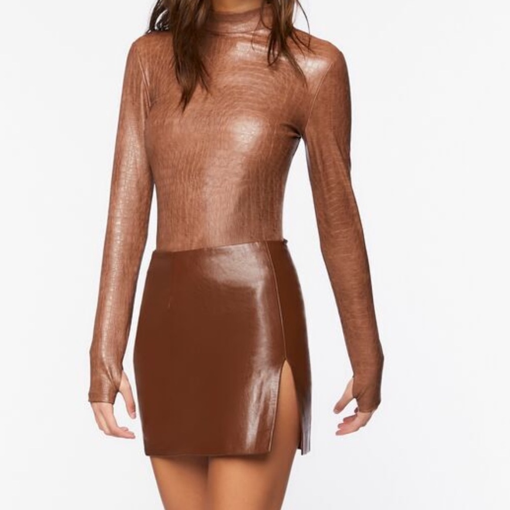 Faux croc bodysuit